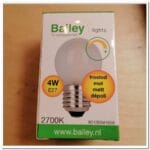 E27 led lamp, 4W, 2700K, Frosted mat, energiezuinig, geschikt voor professionele verlichting.