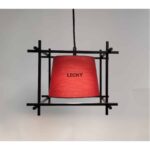 Hanglamp Ernie zwart met rode kap 1 lichts