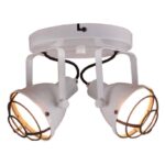 Robuuste witte plafondlamp met industriële spots, moderne verlichting voor woonkamer of kantoor. Perfect voor een strakke en functionele interieurstijl met tijdloze uitstraling.