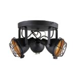 Robuuste industriële plafondlamp met zwart metalen frame en beschermende grill, perfect voor een stijlvolle en functionele verlichting in moderne interieurs.