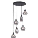 Elegant hanglamp met zes glazen prisma’s, perfect voor moderne eetkamers en keukens, ontworpen door Lichy Lampen voor stijlvolle en functionele verlichting.