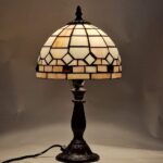 Tiffany tafellamp Creme bruin 33cm hoog