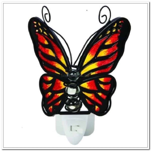 stecker lampe nachtlicht schmetterling glas rot gelb