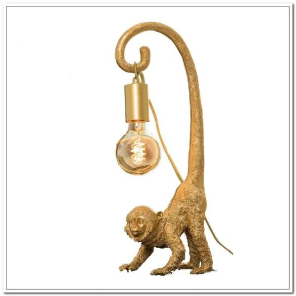 Tischlampe Wandlampe Monkey Gold mit e27-Fassung