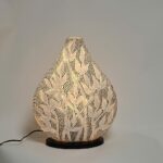 Tischlampe Blätter schwarz weiß 35×43cm