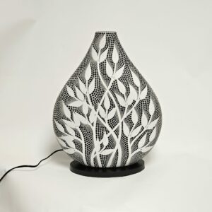 lampe à poser feuilles noir blanc 35×43cm