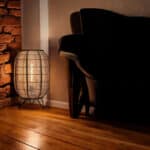 oosterse tafellamp hout jute 41cm Warm diffuse verlichting met een stijlvolle Lichy lampenkap in een modern interieur. Perfect voor sfeervolle woonkamer of zithoek decoratie en verlichting.