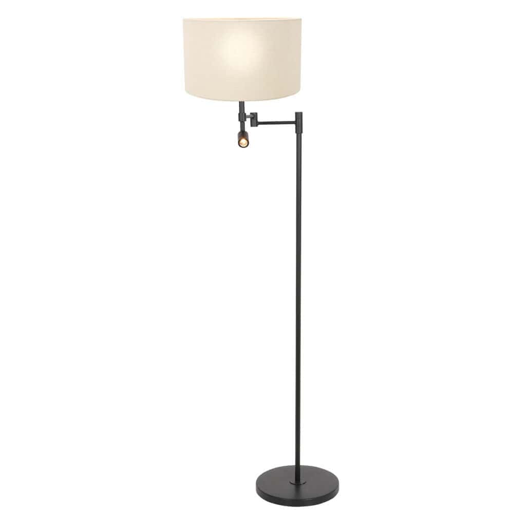 Vloerlamp Stang 7180ZW Zwart + Kap Wit Linnen Stang 7180ZW