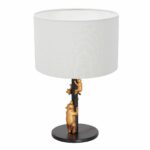 Tafellamp Animaux 3127ZW+K3084QS Zwart-Wit Linnen Animaux 8232ZW