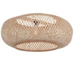 Lichtgewicht houten plafondlamp met open geweven structuur voor een natuurlijke, sfeervolle verlichting. Perfect voor moderne en Scandinavische interieurs.