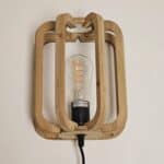 wandlamp treccia hout 27cm tricia hout open Unieke houten wandlamp met Edison filament lamp, industrieel en retro design, perfect voor modern en vintage interieur, creëert warme sfeer.