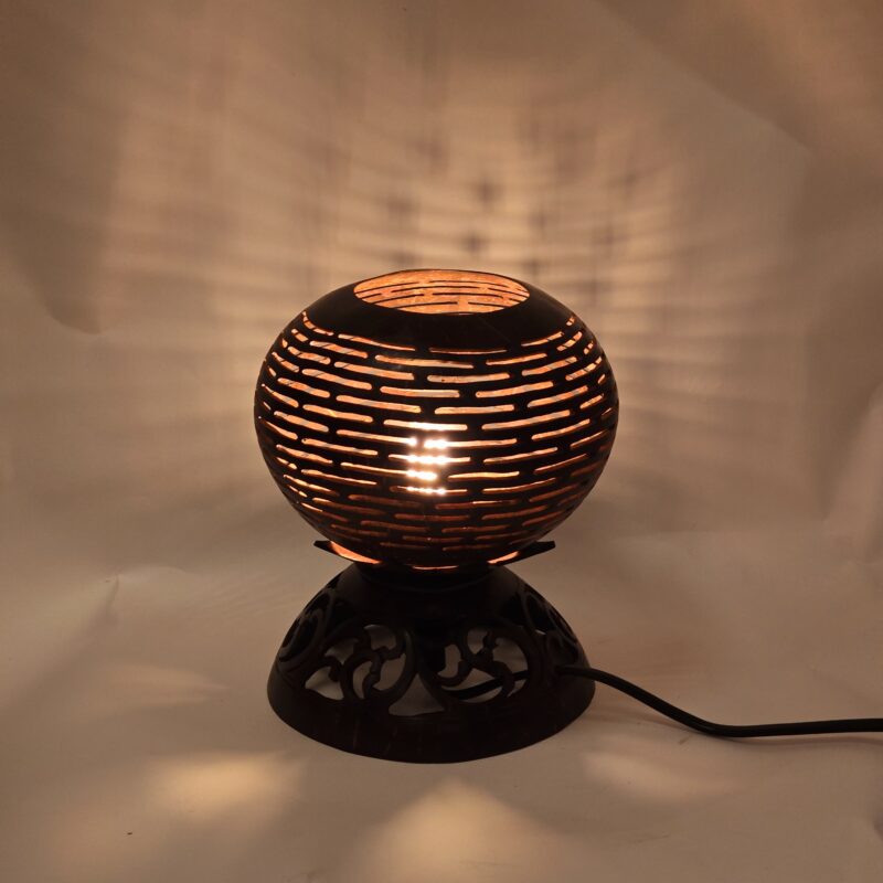 nachtkastlampje sfeerlamp kokosnoot luxe streep op voetje e27