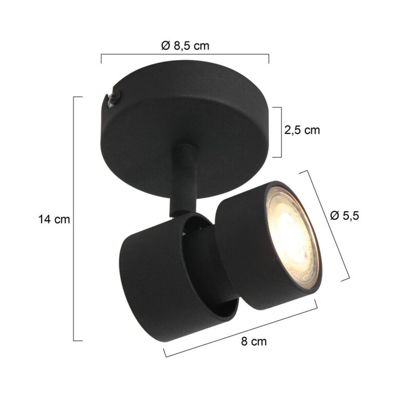 1 light Spot Natasja 7901ZW Black including GU10 light source - Image 6