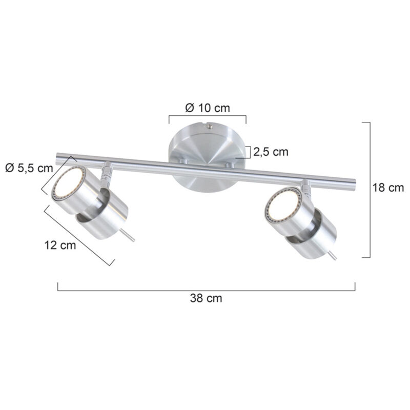 Spot 2 lumières Natasja 7902ST en acier avec ampoules GU10 - Image 6