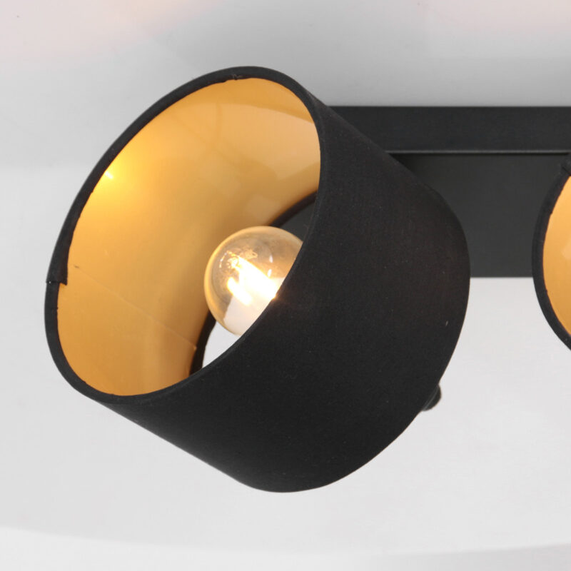 2 light Spot Ornoir 3334ZW black with gold colored lampshades - Image 10