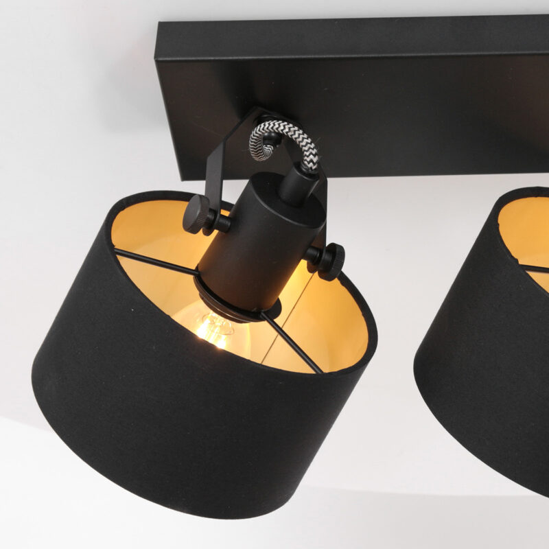 2 light Spot Ornoir 3334ZW black with gold colored lampshades - Image 11