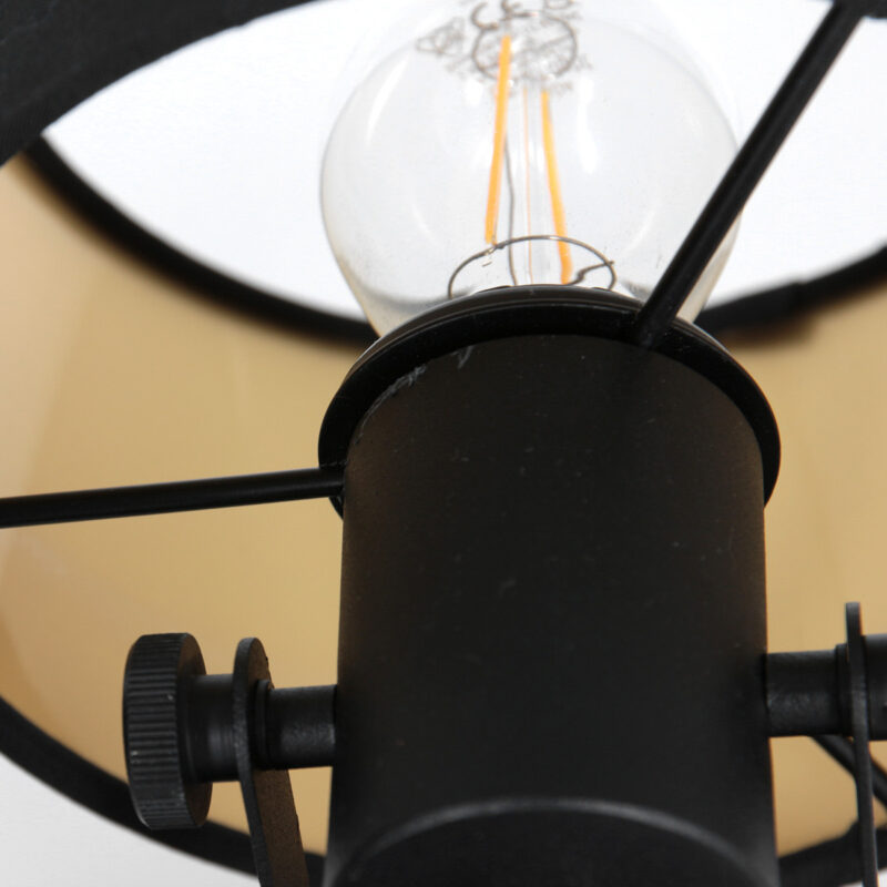 2 light Spot Ornoir 3334ZW black with gold colored lampshades - Image 3