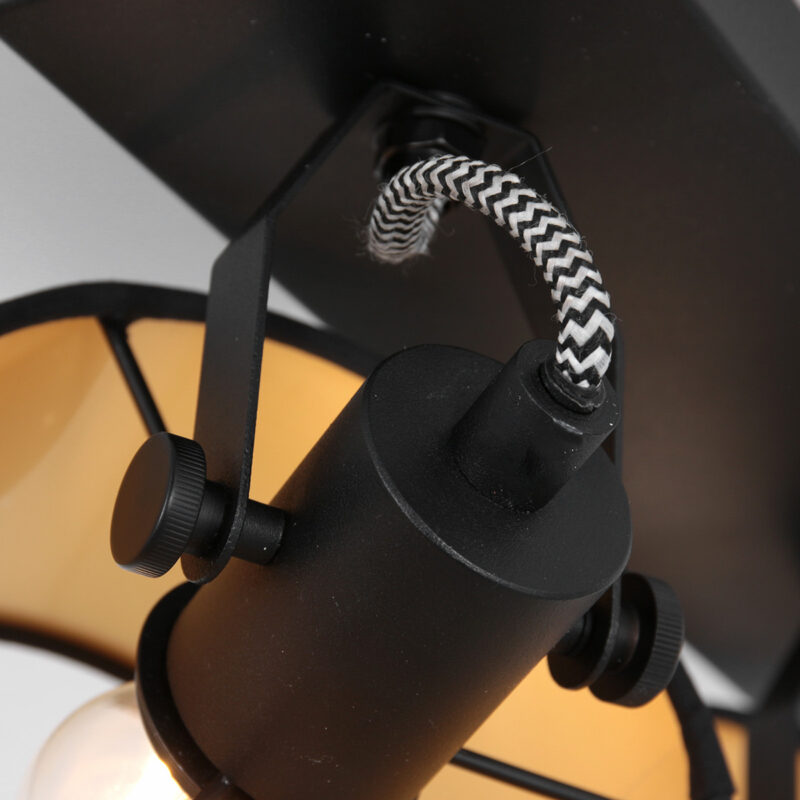 2 light Spot Ornoir 3334ZW black with gold colored lampshades - Image 4