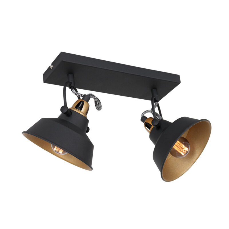 Foco de techo de 2 luces negro con dorado Nove 3327ZW con casquillo E27 - Imagen 9