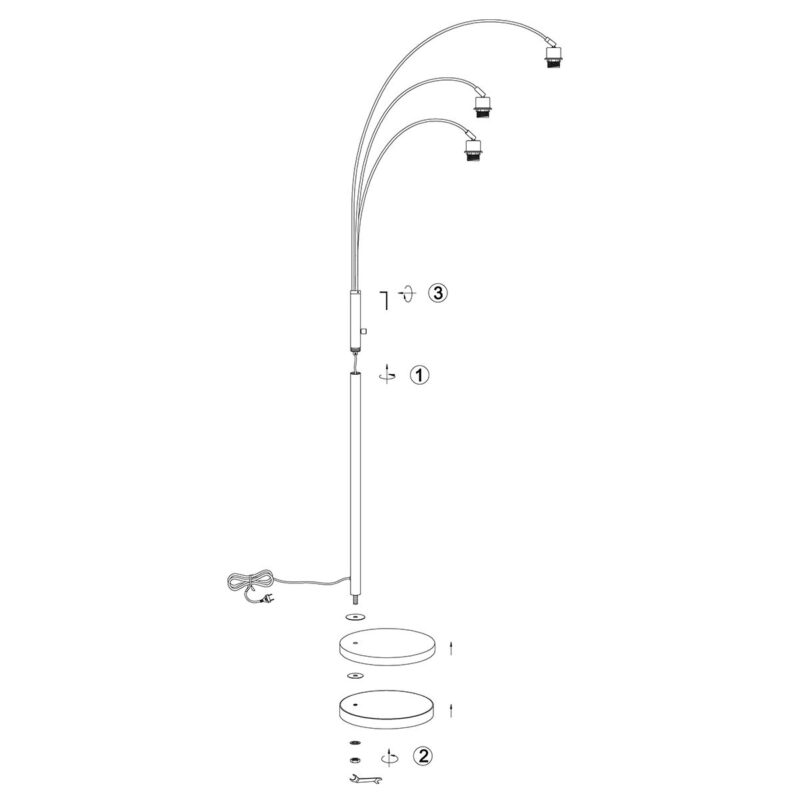 3-lys gulvlampe Sparkled Light 3821ZW uden skærme - Billede 8