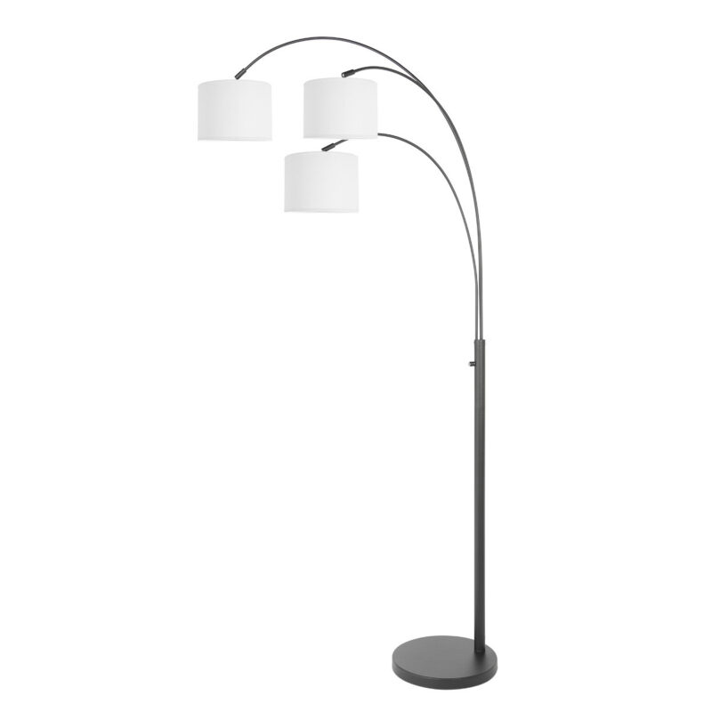 3 Lichts vloerlamp Sparkled Light 3822ZW met wit linnen kappen - Afbeelding 2