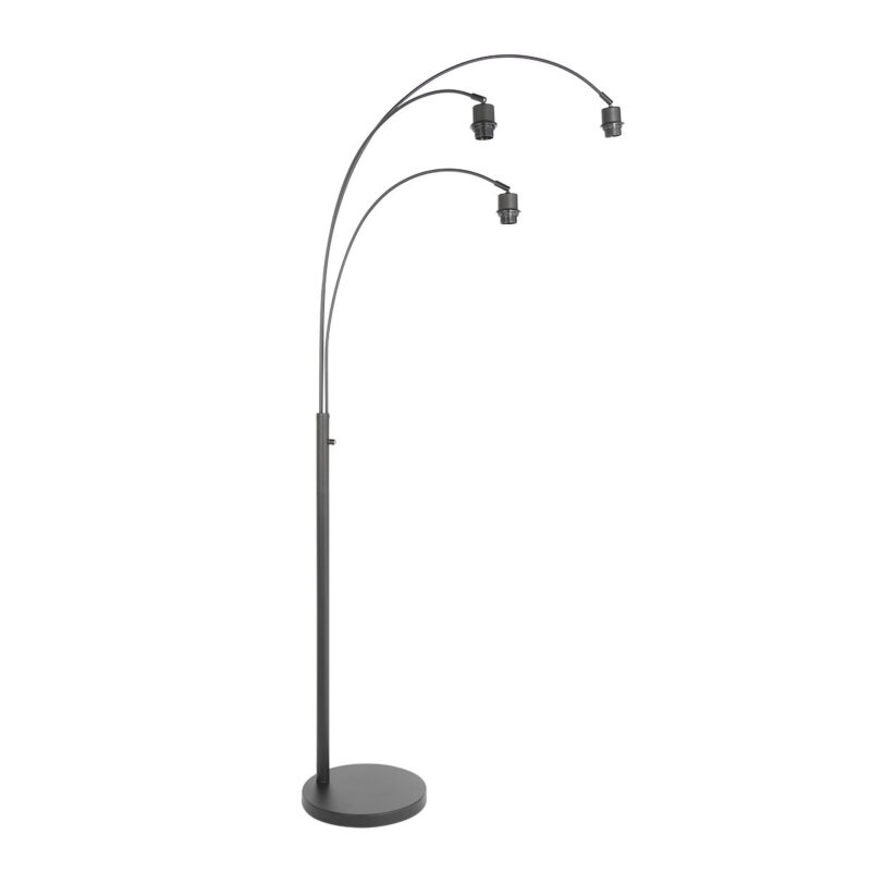 3 Lichts vloerlamp Sparkled Light 3822ZW met wit linnen kappen - Afbeelding 8