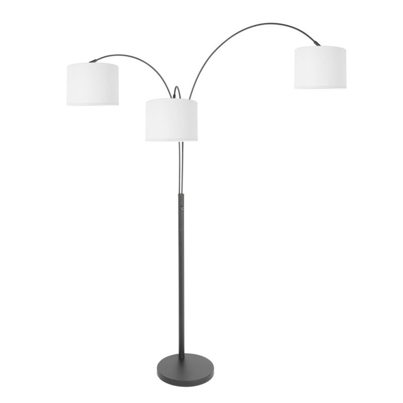 3 Lichts vloerlamp Sparkled Light 3822ZW met wit linnen kappen - Afbeelding 14