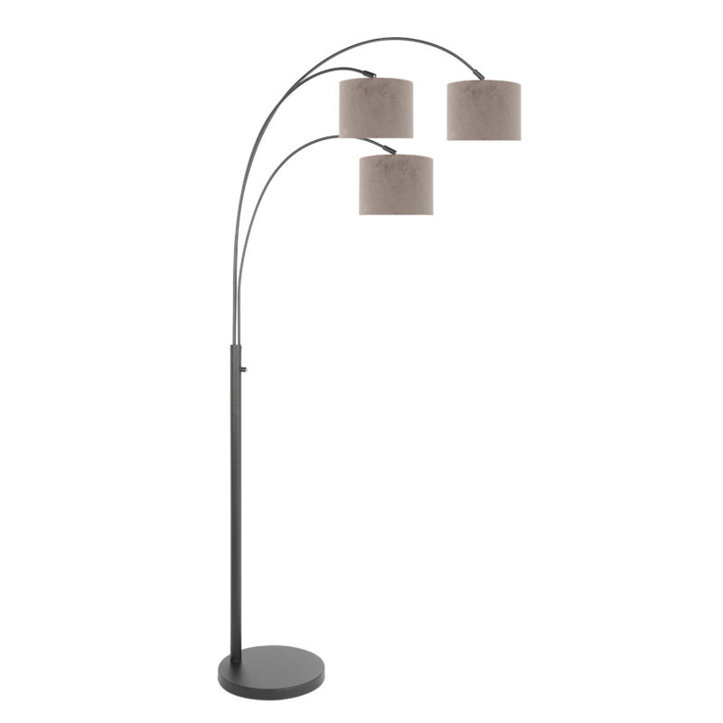 Lámpara de pie de 3 luces Sparkled Light 3823ZW con pantallas de terciopelo gris