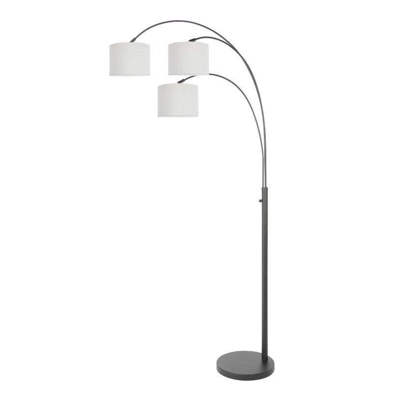 3 Lichts vloerlamp Sparkled Light 3825ZW met wit linnen kappen - Afbeelding 2