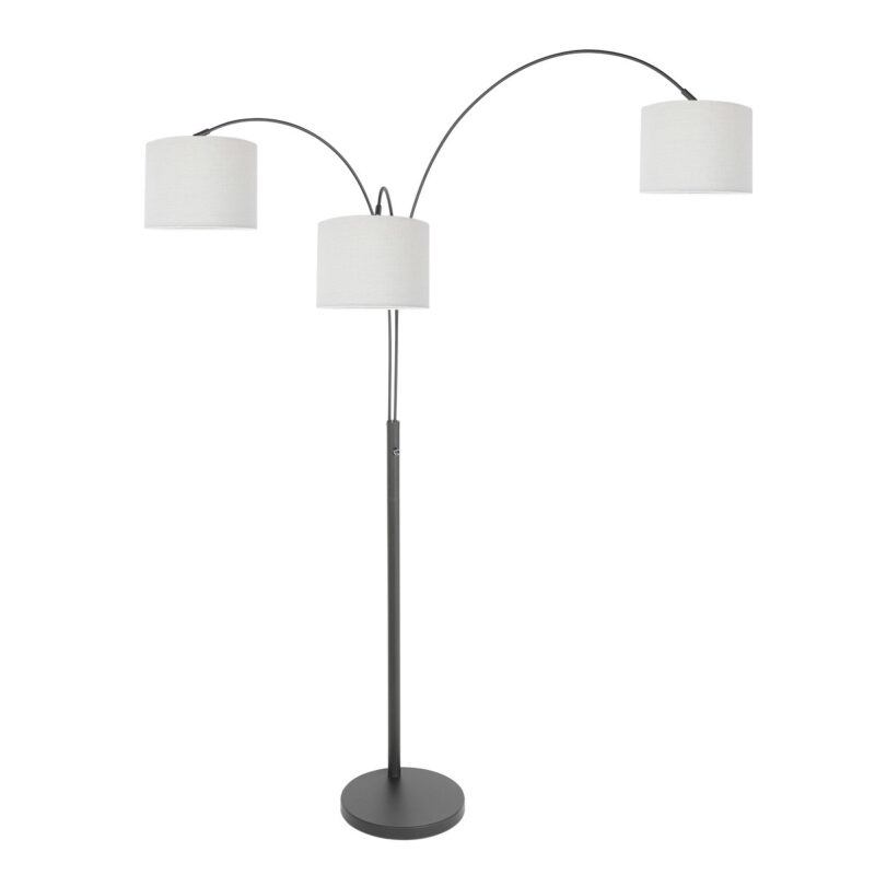 3 Lichts vloerlamp Sparkled Light 3825ZW met wit linnen kappen - Afbeelding 14
