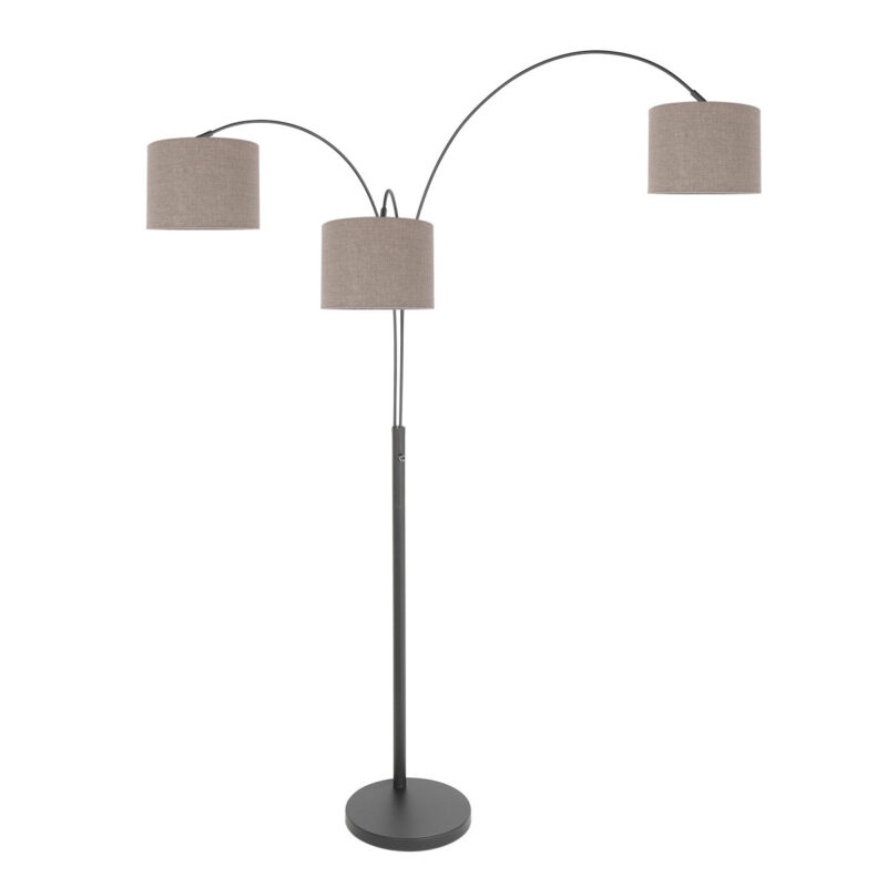 3 Lichts vloerlamp Sparkled Light 3826ZW met grijs linnen kappen - Afbeelding 14