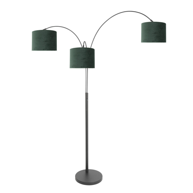 3 Lichts vloerlamp Sparkled Light 3827ZW met groen velours kappen - Afbeelding 15