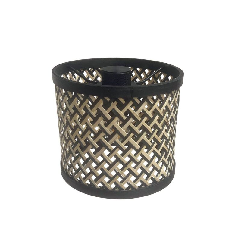 3 Lichts vloerlamp Sparkled Light 3829ZW met naturel / zwart bamboe kappen - Afbeelding 5