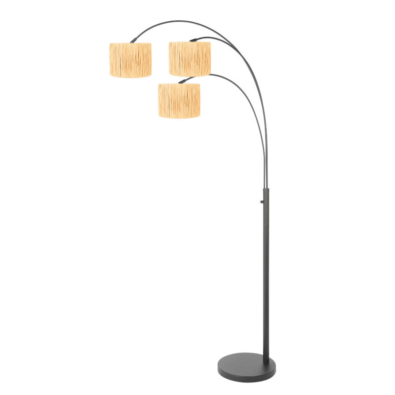 3-lys gulvlampe Sparkled Light 3830ZW med naturlige græsskærme - Billede 2