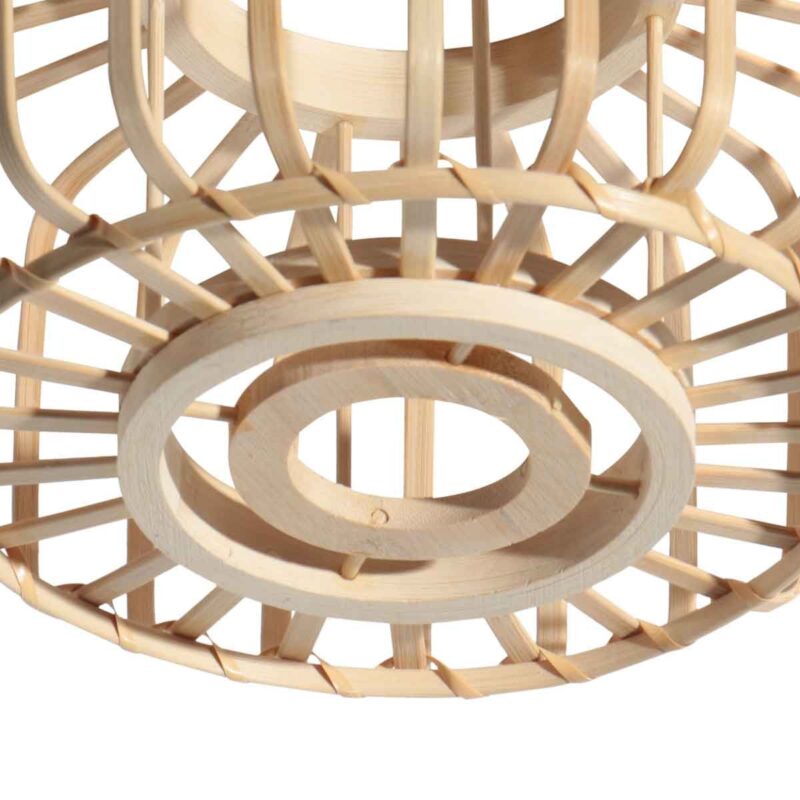 Lampadaire 3 lumières Sparkled Light 4148ZW avec abat-jour en bambou naturel - Image 9