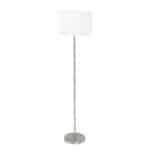 3403ST + K73962S Heldere moderne vloerlamp met witte stoffen kap en metalen standaard, perfect voor woonkamer of kantoor. Strakke designlamp uit de LICHY LAMPEN collectie, ideaal voor sfeerverlichting.