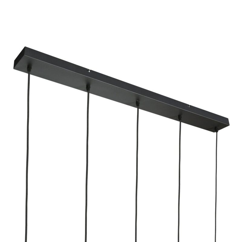 5-lichts Hanglamp 4197ZW – Zwart met Smoke Glas - Afbeelding 10