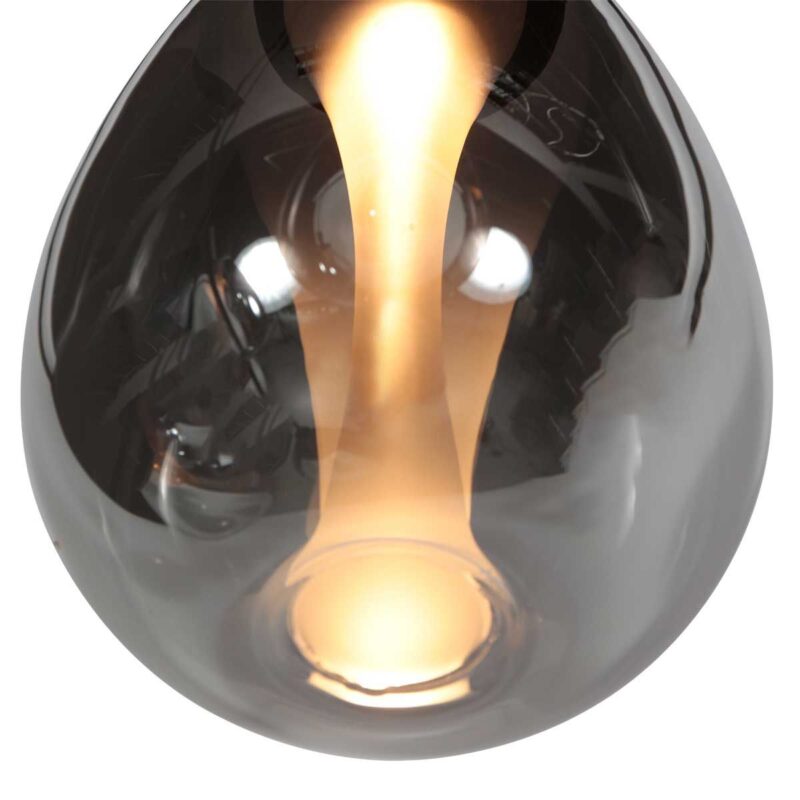 5-lichts Hanglamp 4197ZW – Zwart met Smoke Glas - Afbeelding 11