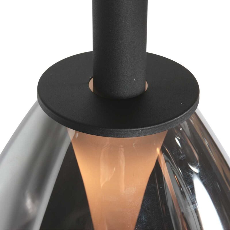 5-lichts Hanglamp 4197ZW – Zwart met Smoke Glas - Afbeelding 5