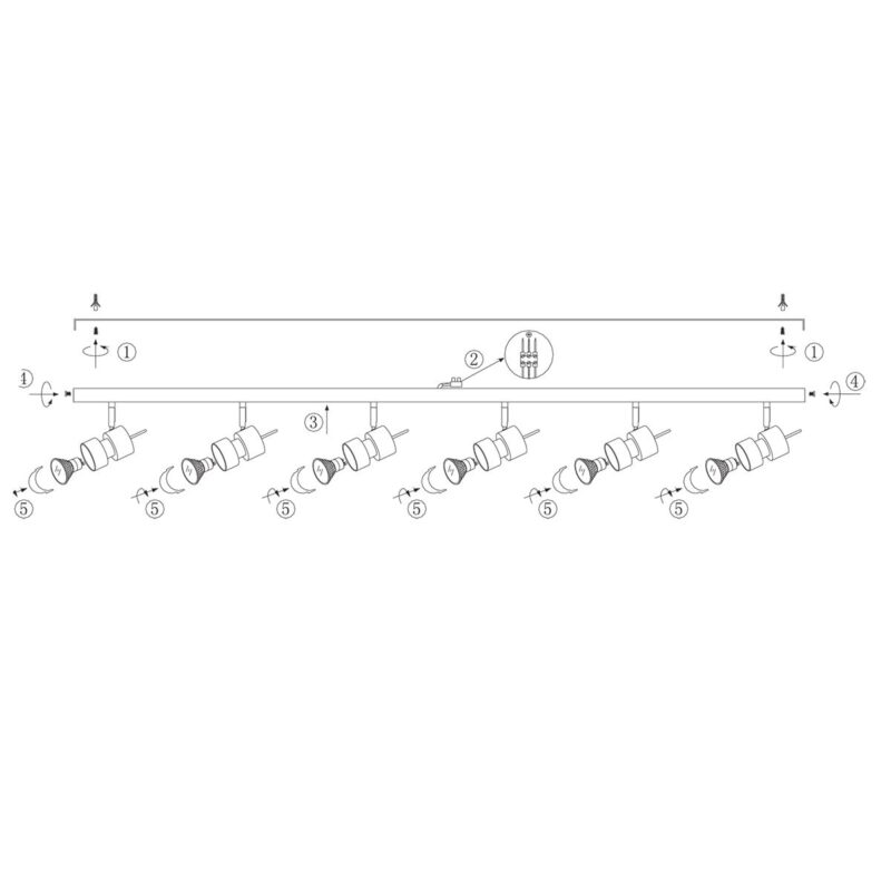 6 lichts Plafondspot Natasja 7906ZW Zwart Inclusief lichtbronnen - Afbeelding 9