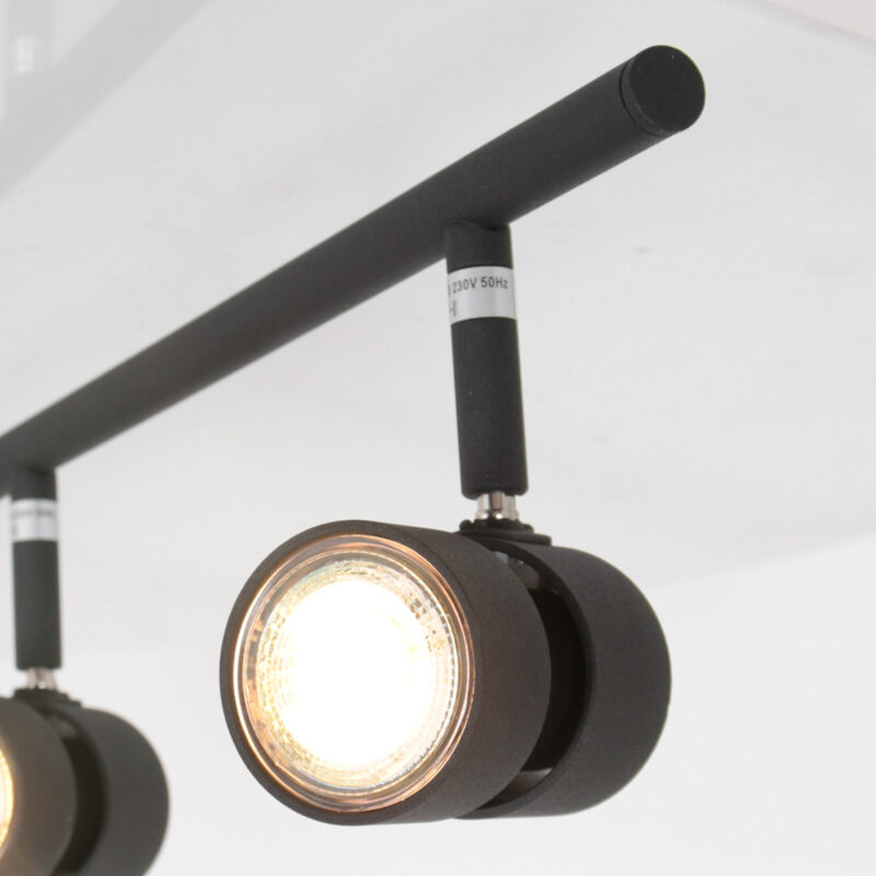 6 lichts Plafondspot Natasja 7906ZW Zwart Inclusief lichtbronnen - Afbeelding 4
