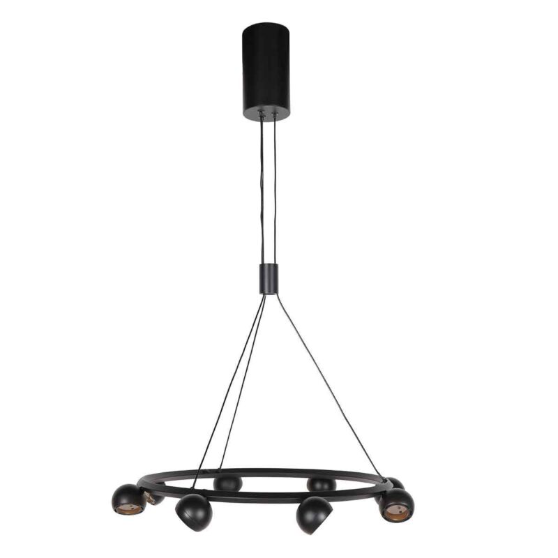 8 Lichts zwarte ronde hanglamp Marcadore ø60 cm - Afbeelding 2