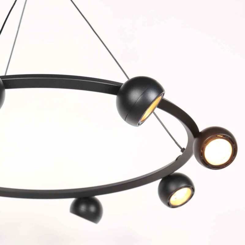 8 Lichts zwarte ronde hanglamp Marcadore ø60 cm - Afbeelding 12