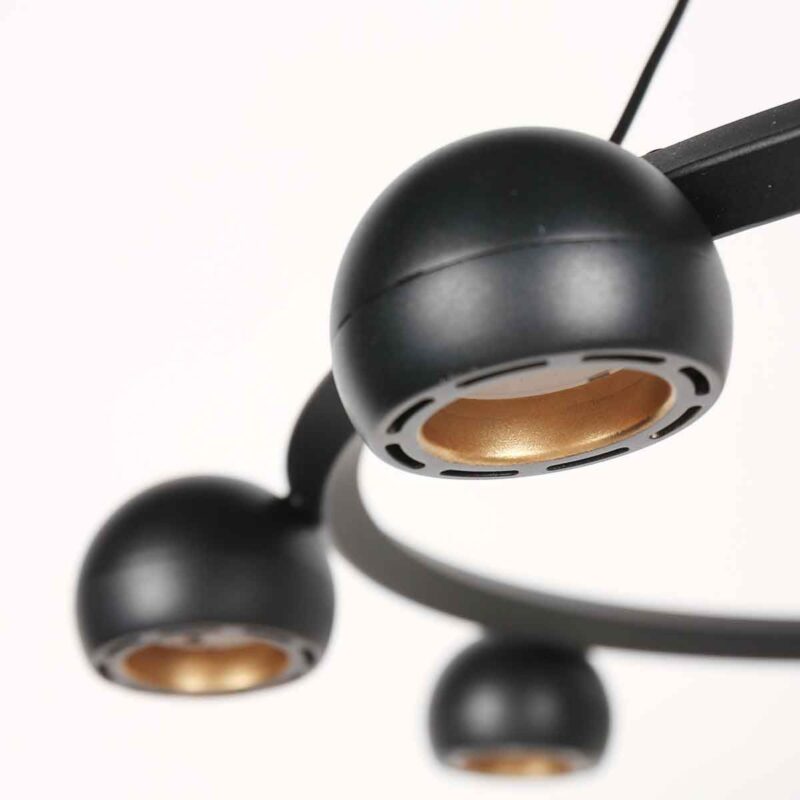 8 Lichts zwarte ronde hanglamp Marcadore ø60 cm - Afbeelding 4