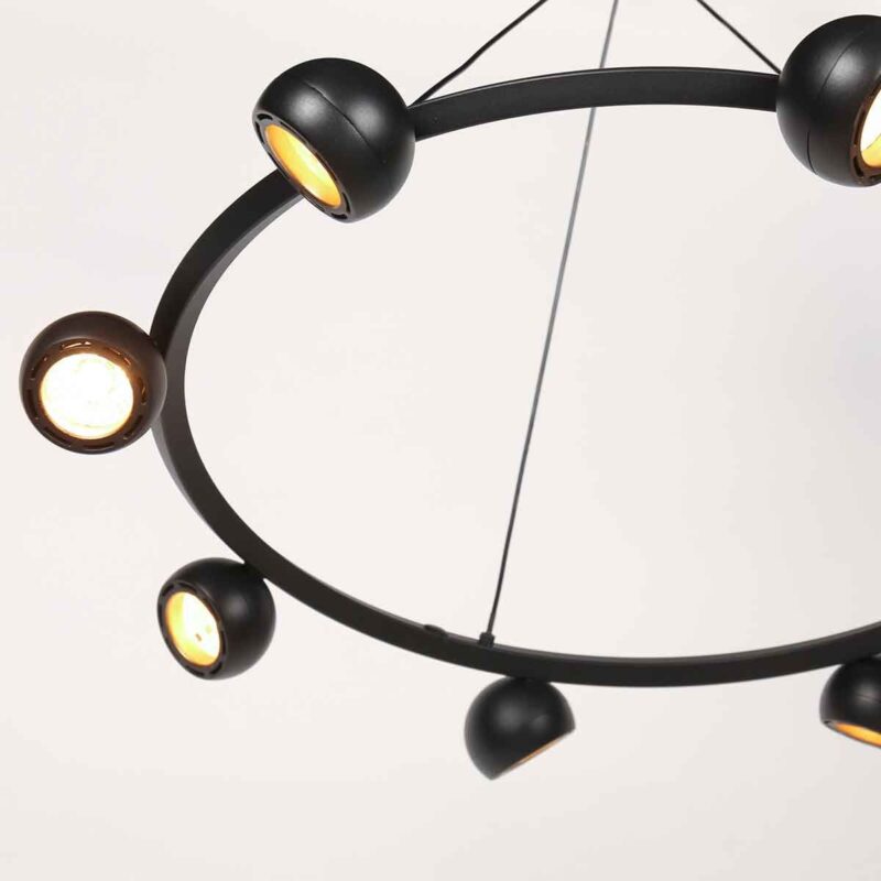 8 Lichts zwarte ronde hanglamp Marcadore ø60 cm - Afbeelding 5