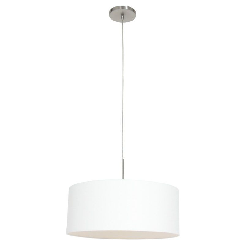 Staalkleurige hanglamp Sparkled Light 9889ST met wit grof linnen kap - Afbeelding 2