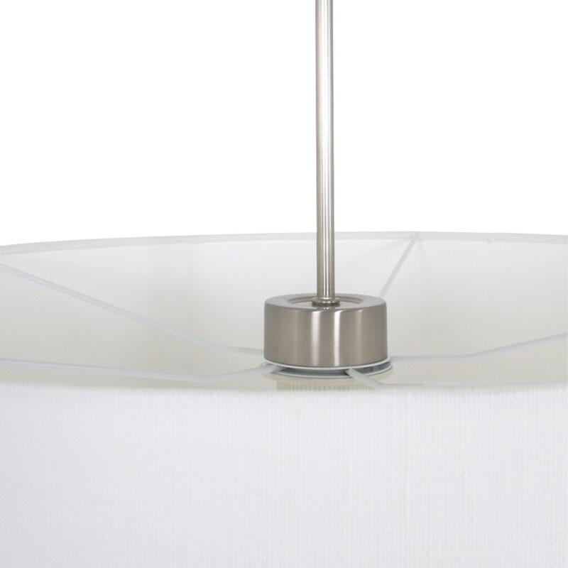 Staalkleurige hanglamp Sparkled Light 9889ST met wit grof linnen kap - Afbeelding 12