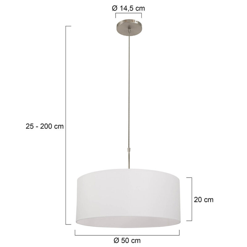 Staalkleurige hanglamp Sparkled Light 9889ST met wit grof linnen kap - Afbeelding 6