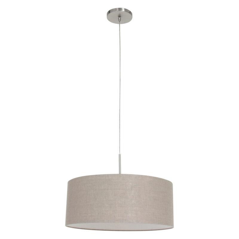 Staalkleurige hanglamp Sparkled Light 9890ST met grijs linnen kap - Afbeelding 2