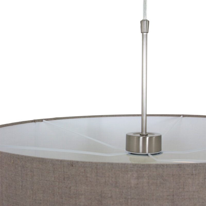 Staalkleurige hanglamp Sparkled Light 9890ST met grijs linnen kap - Afbeelding 12